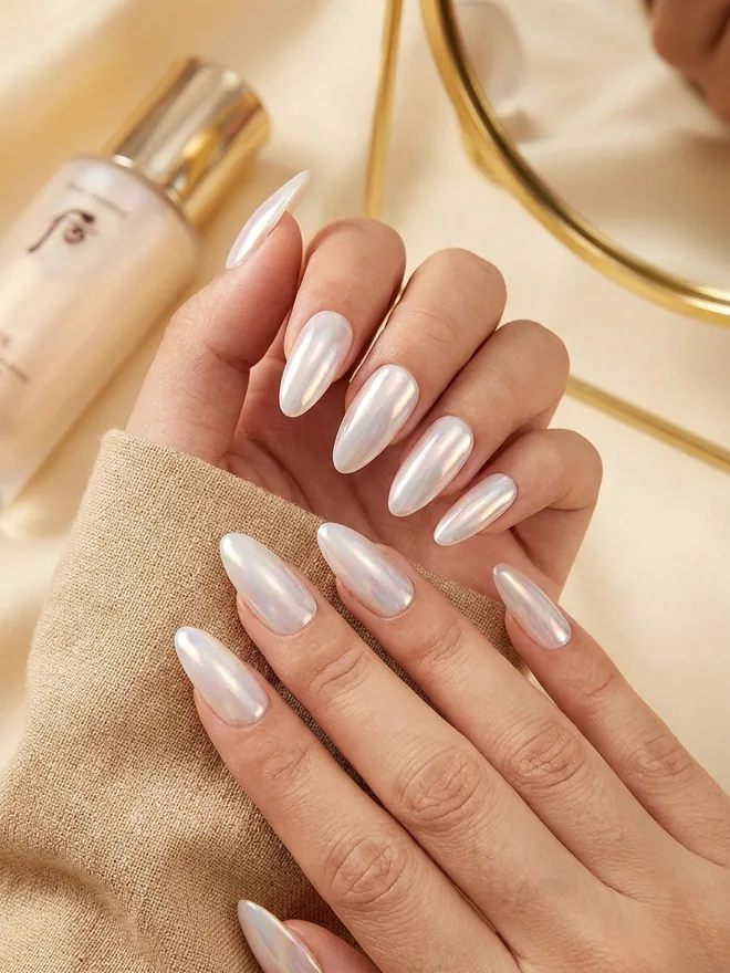 Effet nacré chrome — Manucure Nîmes